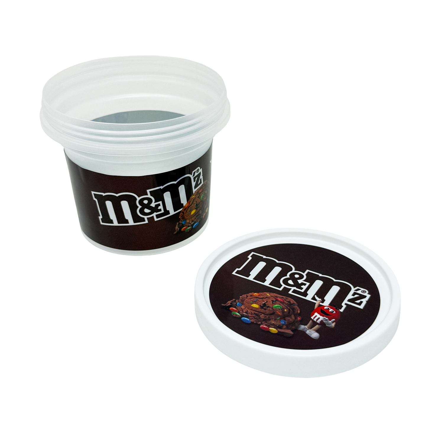 12 Pack -  Ice Cream Pint Style Plastic Storage Containers with Lids - M&M Chocolate Chip