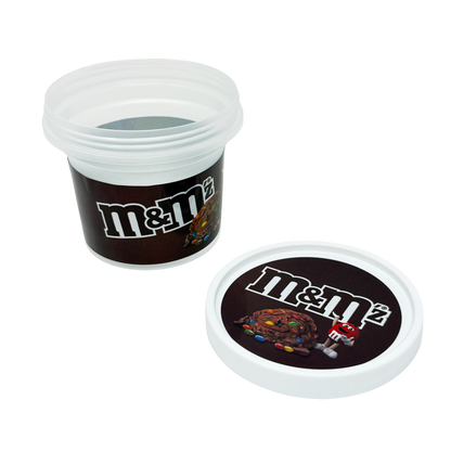 12 Pack -  Ice Cream Pint Style Plastic Storage Containers with Lids - M&M Chocolate Chip
