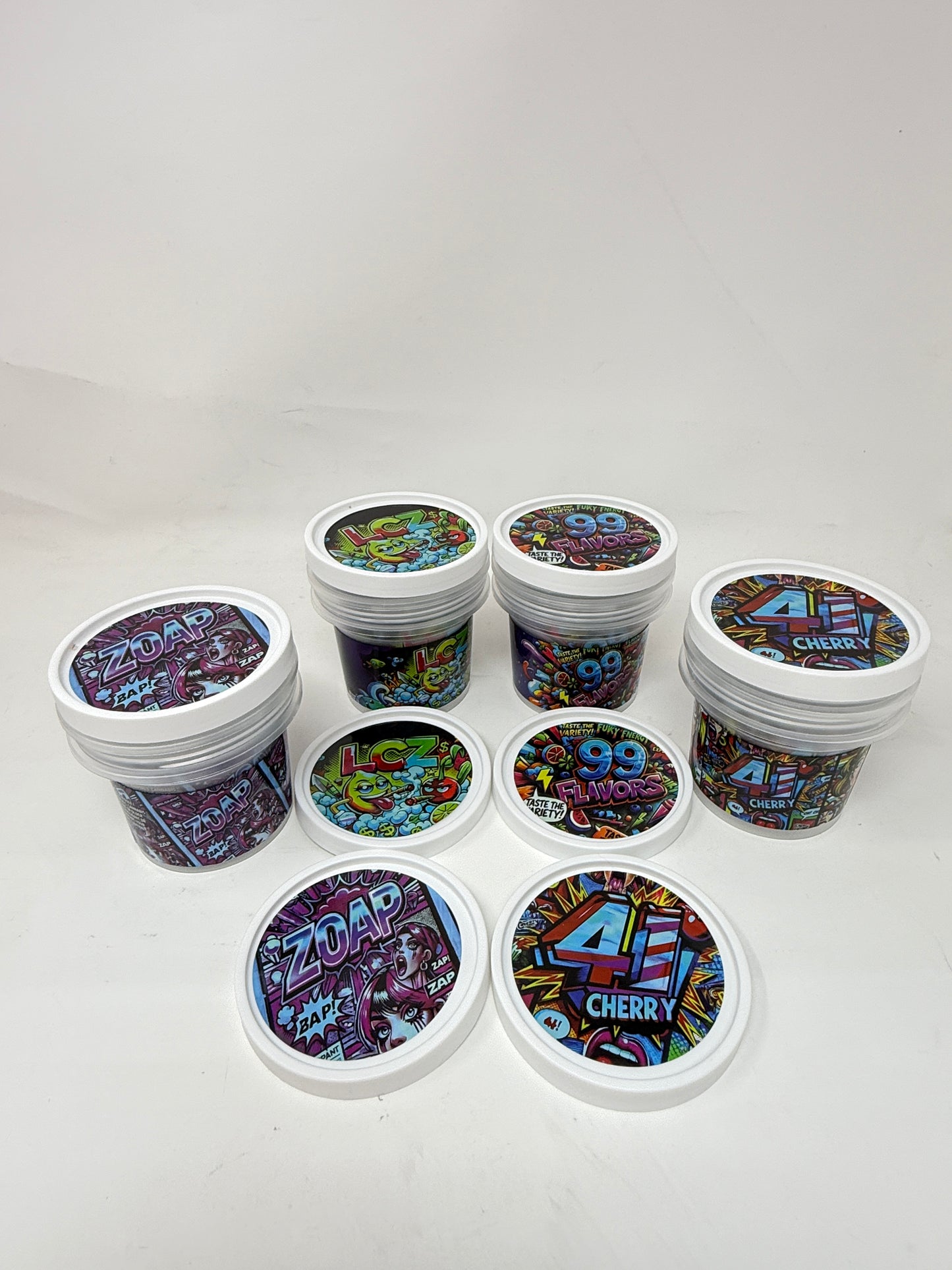 12 Pack - Ice Cream Pint Style Containers with Lids, Wrap Labels & Display Boxes (Style 001) 41 Cherry-Zoap-99 Flavors-LCZ
