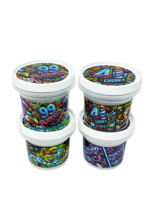 (12 Count) Ice Cream Pint Style Plastic Storage Containers with Lids, Wrap Labels ,Box Display packaging (Style 003)