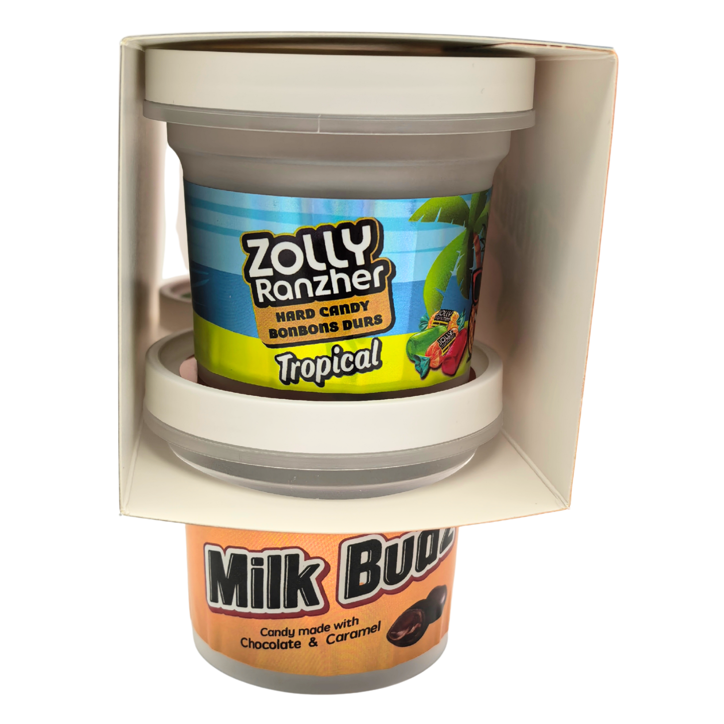 12 Pack - Ice Cream Pint Style Containers with Lids, Wrap Labels & Display Boxes (Style 002) Zool-Aid-Milk Budz-ZitKat-Zolly Ranzher