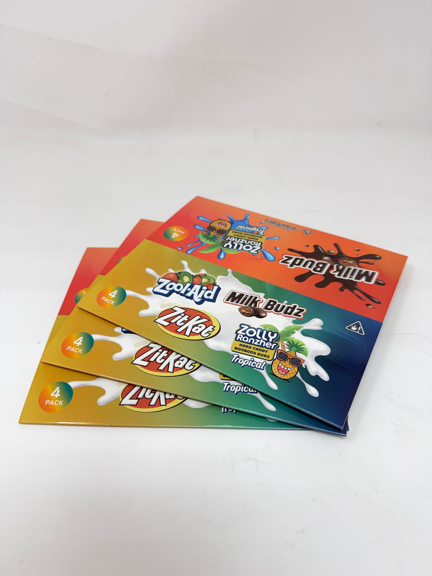 12 Pack - Ice Cream Pint Style Containers with Lids, Wrap Labels & Display Boxes (Style 002) Zool-Aid-Milk Budz-ZitKat-Zolly Ranzher