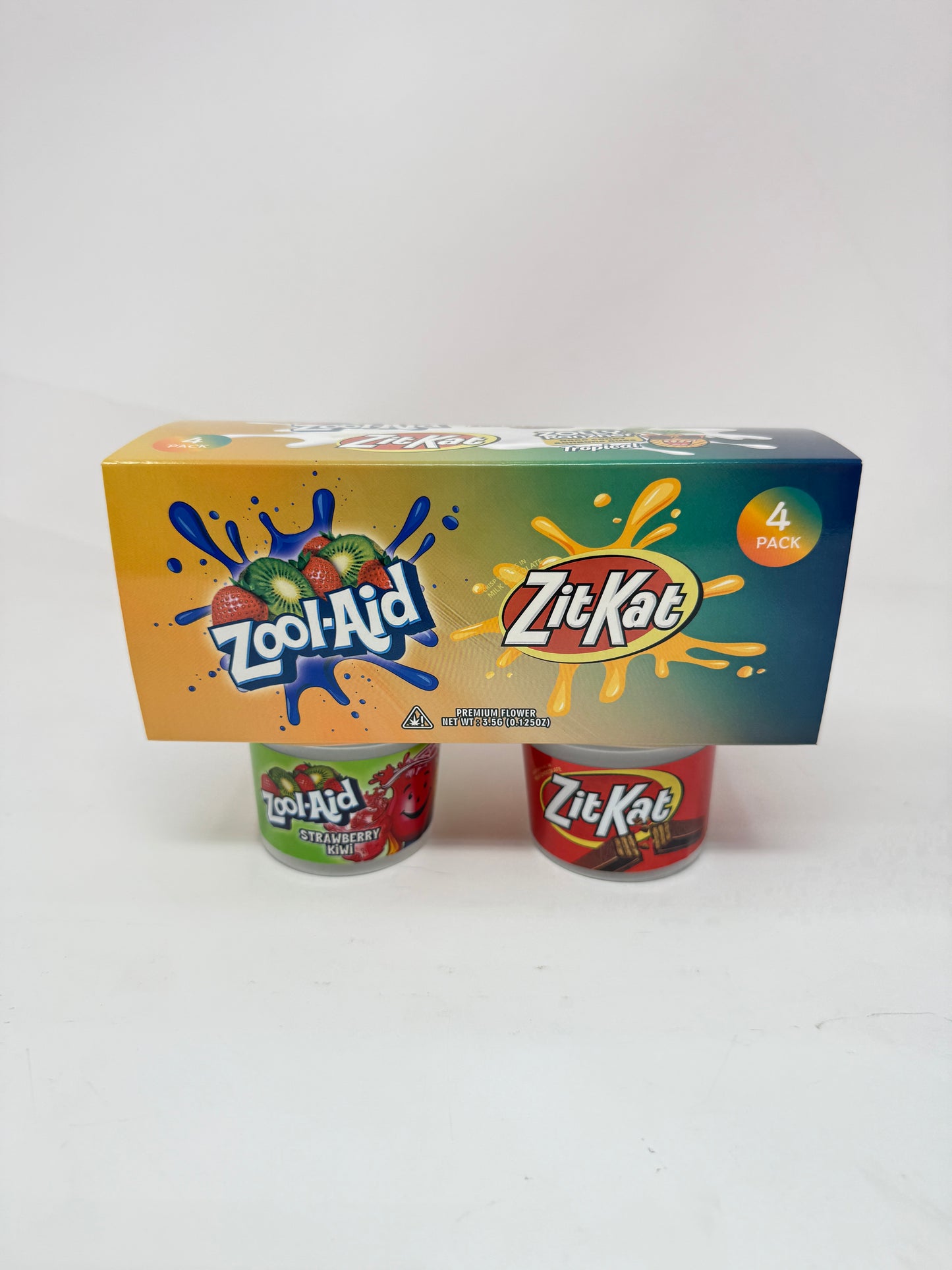 12 Pack - Ice Cream Pint Style Containers with Lids, Wrap Labels & Display Boxes (Style 002) Zool-Aid-Milk Budz-ZitKat-Zolly Ranzher
