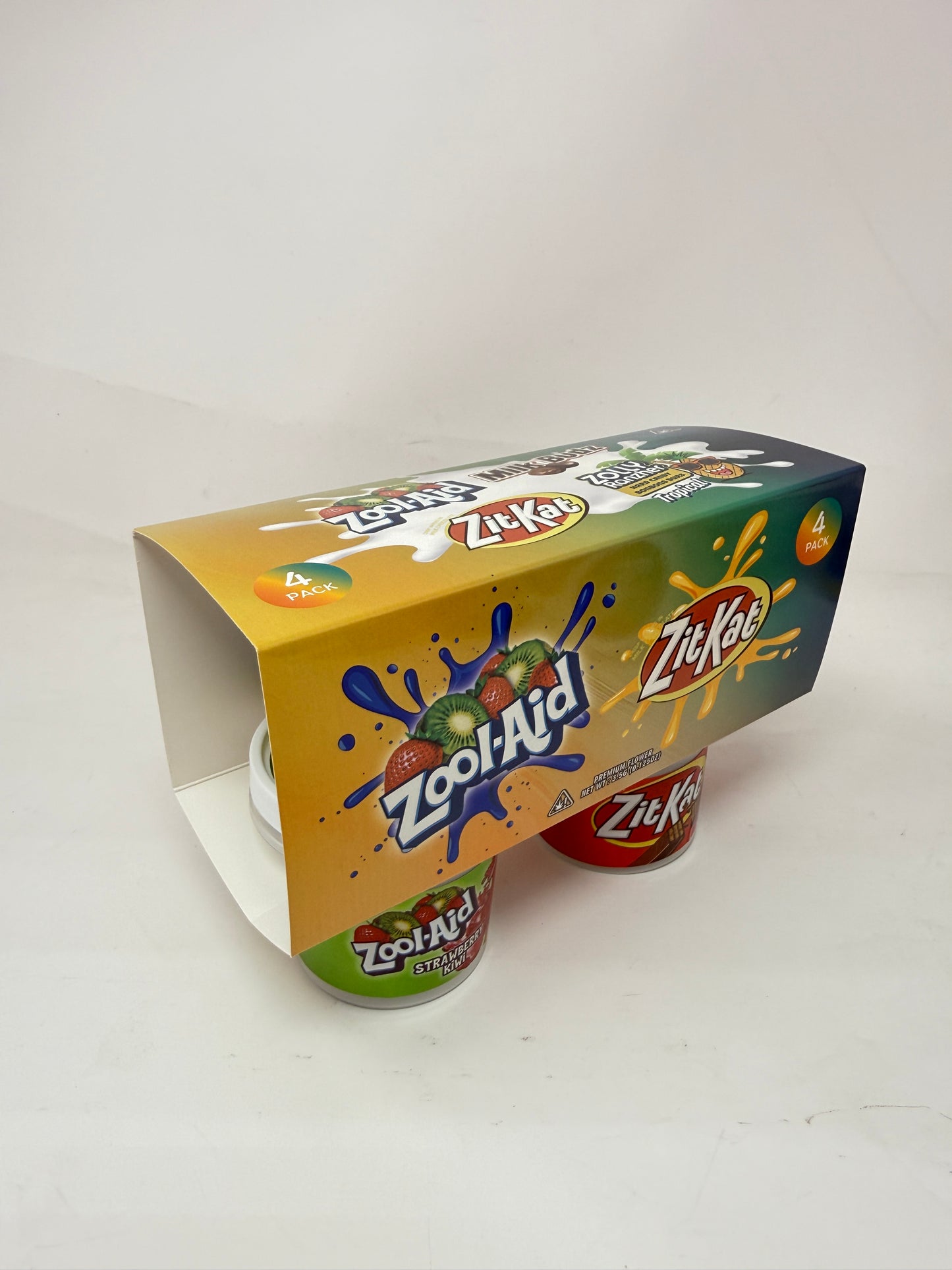 12 Pack - Ice Cream Pint Style Containers with Lids, Wrap Labels & Display Boxes (Style 002) Zool-Aid-Milk Budz-ZitKat-Zolly Ranzher