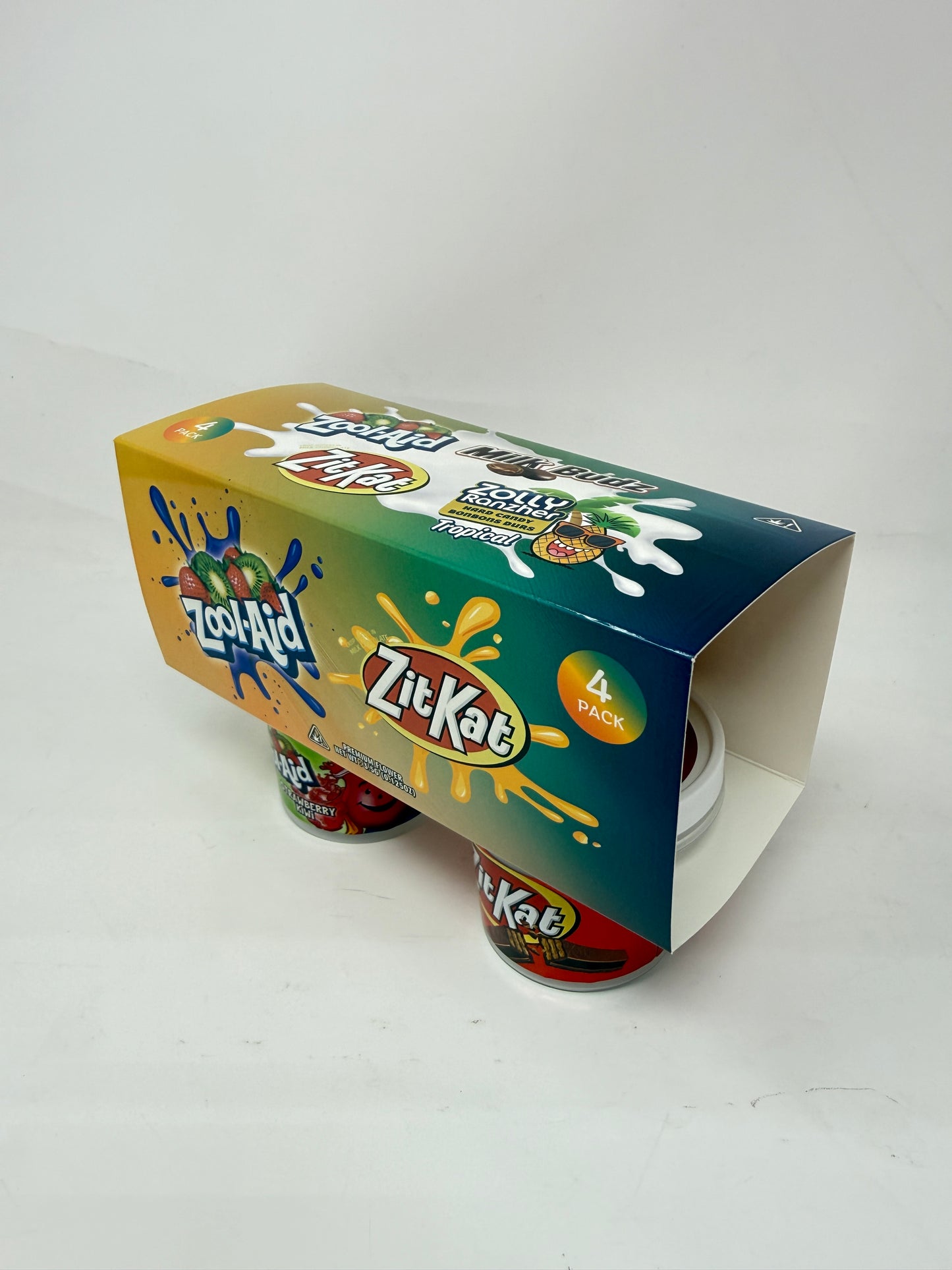 12 Pack - Ice Cream Pint Style Containers with Lids, Wrap Labels & Display Boxes (Style 002) Zool-Aid-Milk Budz-ZitKat-Zolly Ranzher