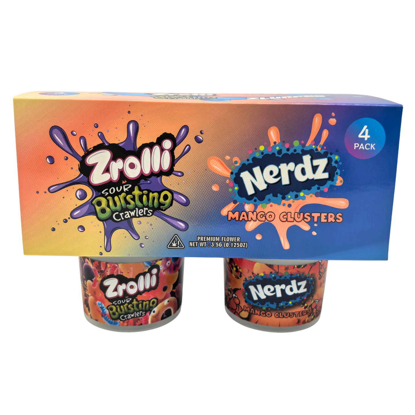 12 Pack - Ice Cream Pint Style Containers with Lids, Wrap Labels & Display Boxes (Style 003) Nerdz-Frozen Gusherz-Zrolli-Zlurpee