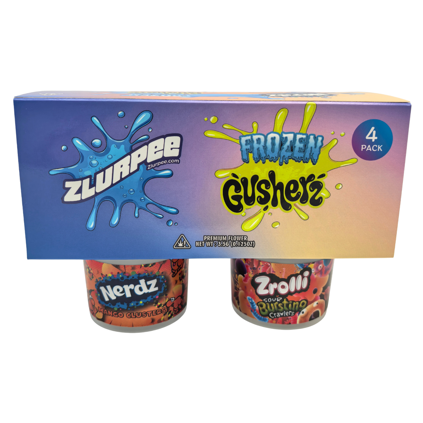 12 Pack - Ice Cream Pint Style Containers with Lids, Wrap Labels & Display Boxes (Style 003) Nerdz-Frozen Gusherz-Zrolli-Zlurpee