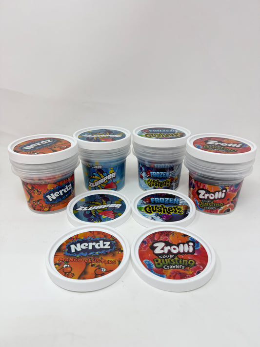 12 Pack - Ice Cream Pint Style Containers with Lids, Wrap Labels & Display Boxes (Style 003) Nerdz-Frozen Gusherz-Zrolli-Zlurpee