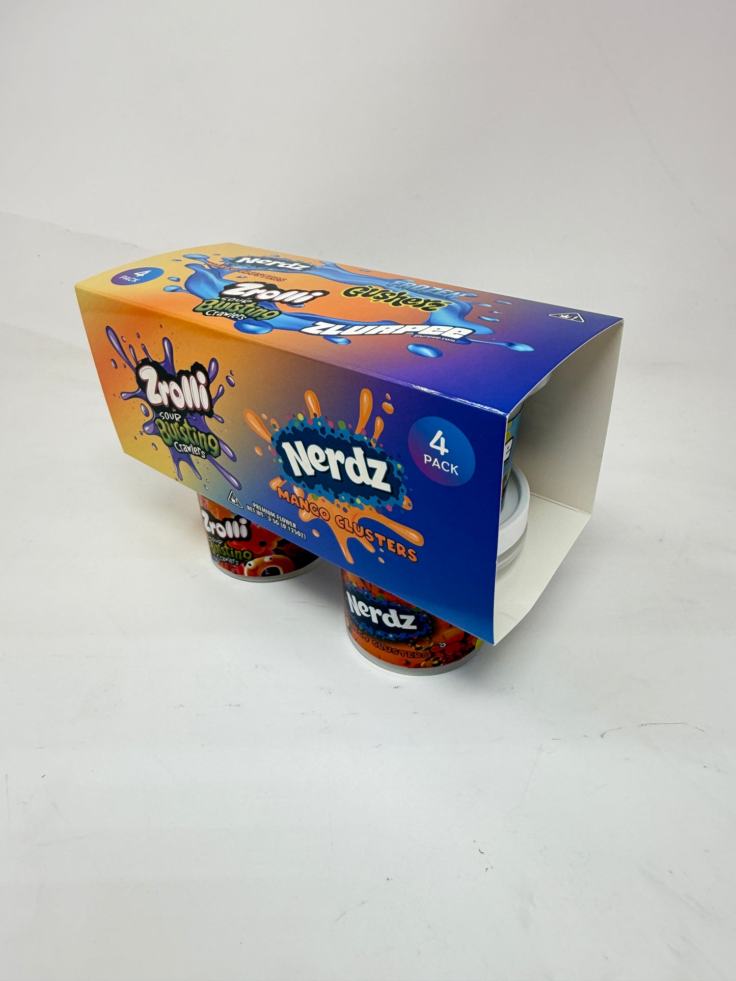 12 Pack - Ice Cream Pint Style Containers with Lids, Wrap Labels & Display Boxes (Style 003) Nerdz-Frozen Gusherz-Zrolli-Zlurpee