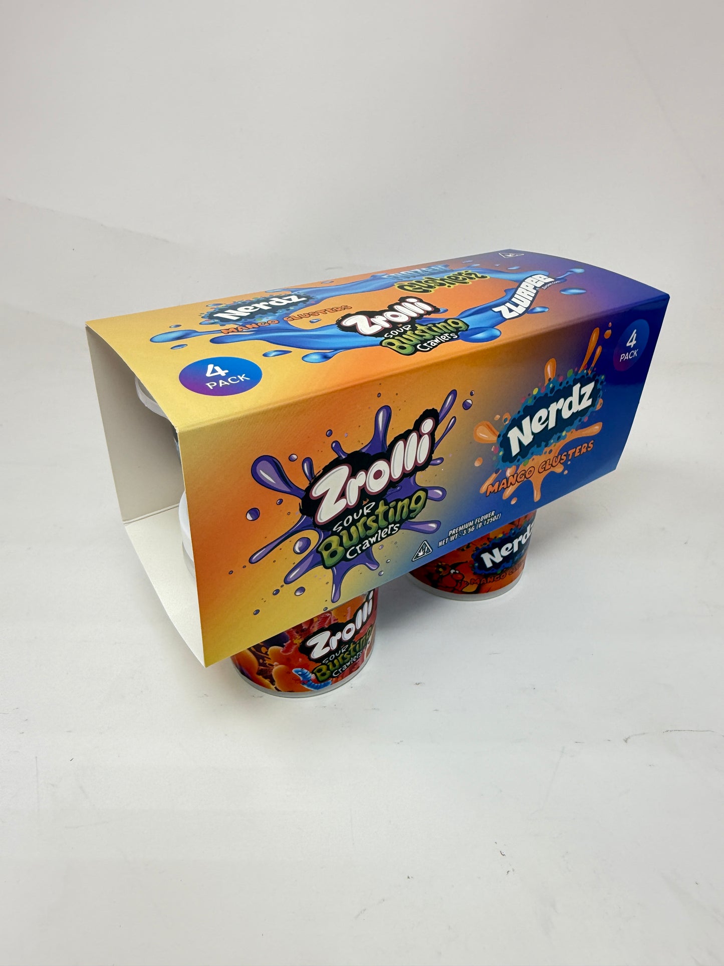 12 Pack - Ice Cream Pint Style Containers with Lids, Wrap Labels & Display Boxes (Style 003) Nerdz-Frozen Gusherz-Zrolli-Zlurpee