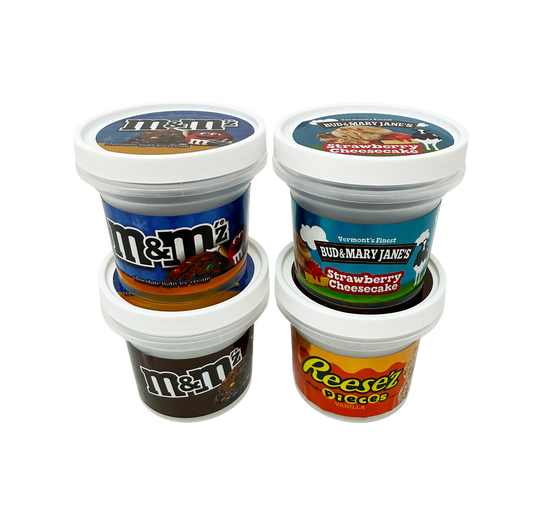 (12 Count) Ice Cream Pint Style Plastic Storage Containers with Lids, Wrap Labels ,Box Display packaging (Style 004)