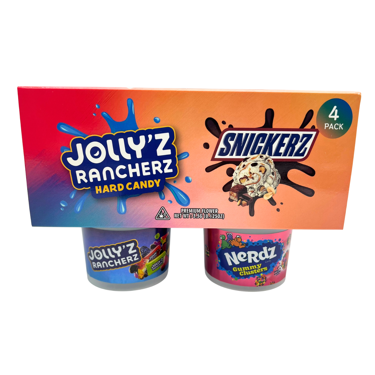 12 Pack - Ice Cream Pint Style Containers with Lids, Wrap Labels & Display Boxes (Style 005) Jolly's Rancherz-Snickerz-Twixz-Nerdz