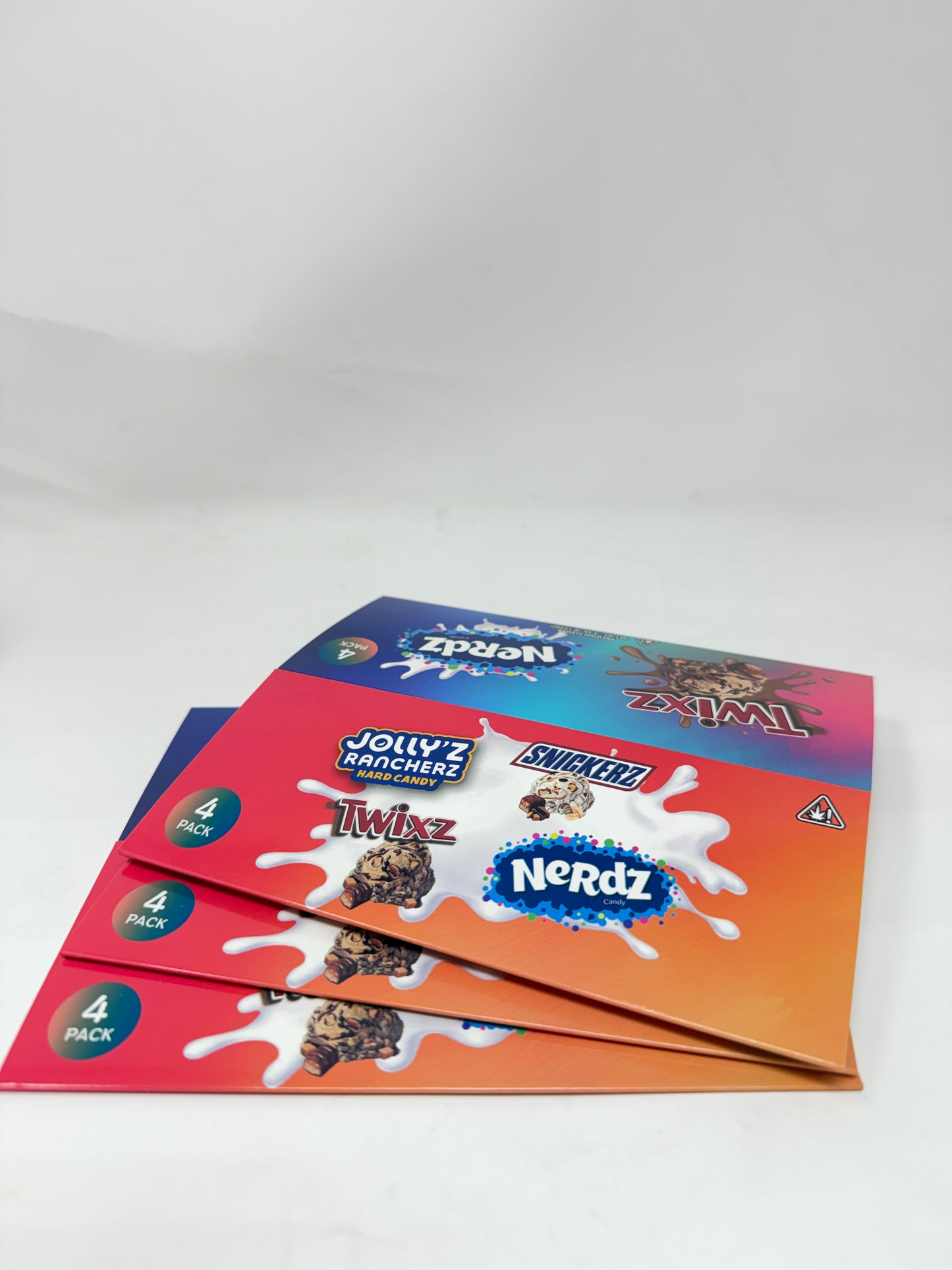 12 Pack - Ice Cream Pint Style Containers with Lids, Wrap Labels & Display Boxes (Style 005) Jolly's Rancherz-Snickerz-Twixz-Nerdz