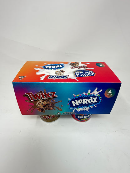 12 Pack - Ice Cream Pint Style Containers with Lids, Wrap Labels & Display Boxes (Style 005) Jolly's Rancherz-Snickerz-Twixz-Nerdz