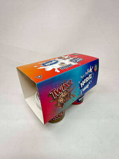 12 Pack - Ice Cream Pint Style Containers with Lids, Wrap Labels & Display Boxes (Style 005) Jolly's Rancherz-Snickerz-Twixz-Nerdz