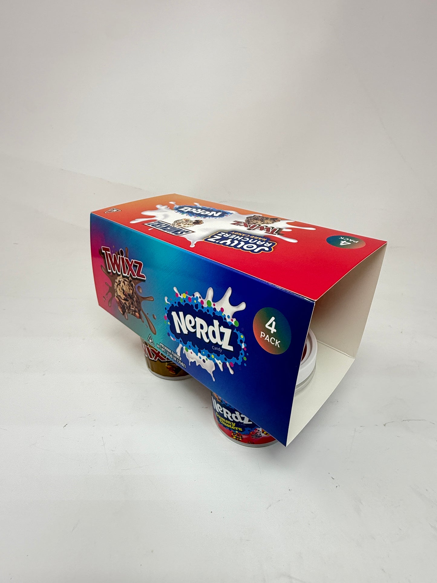 12 Pack - Ice Cream Pint Style Containers with Lids, Wrap Labels & Display Boxes (Style 005) Jolly's Rancherz-Snickerz-Twixz-Nerdz