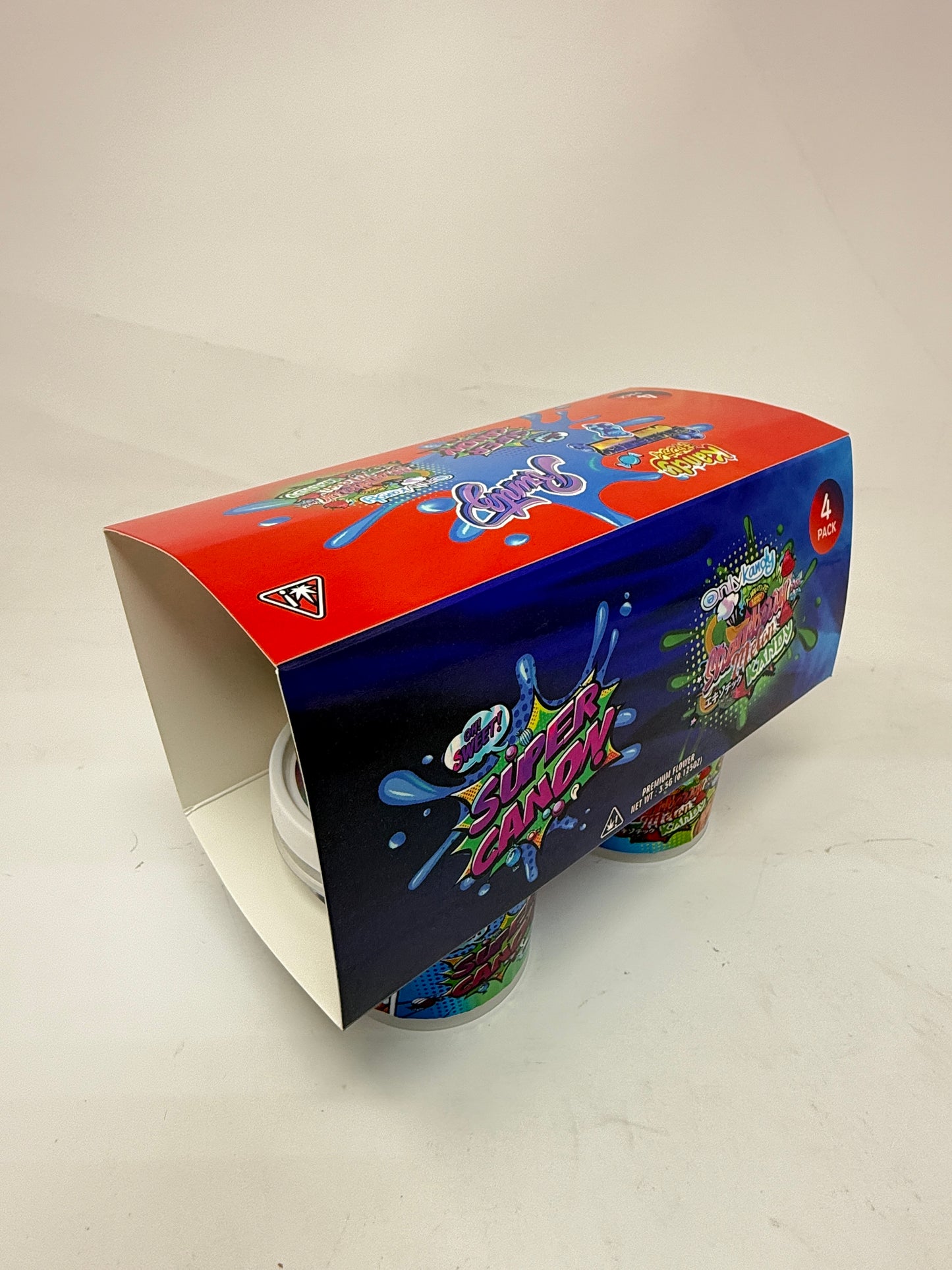 12 Pack - Ice Cream Pint Style Containers with Lids, Wrap Labels & Display Boxes (Style 006) Kandy Depo-Runtz-Super Candy-Strawberry Melon