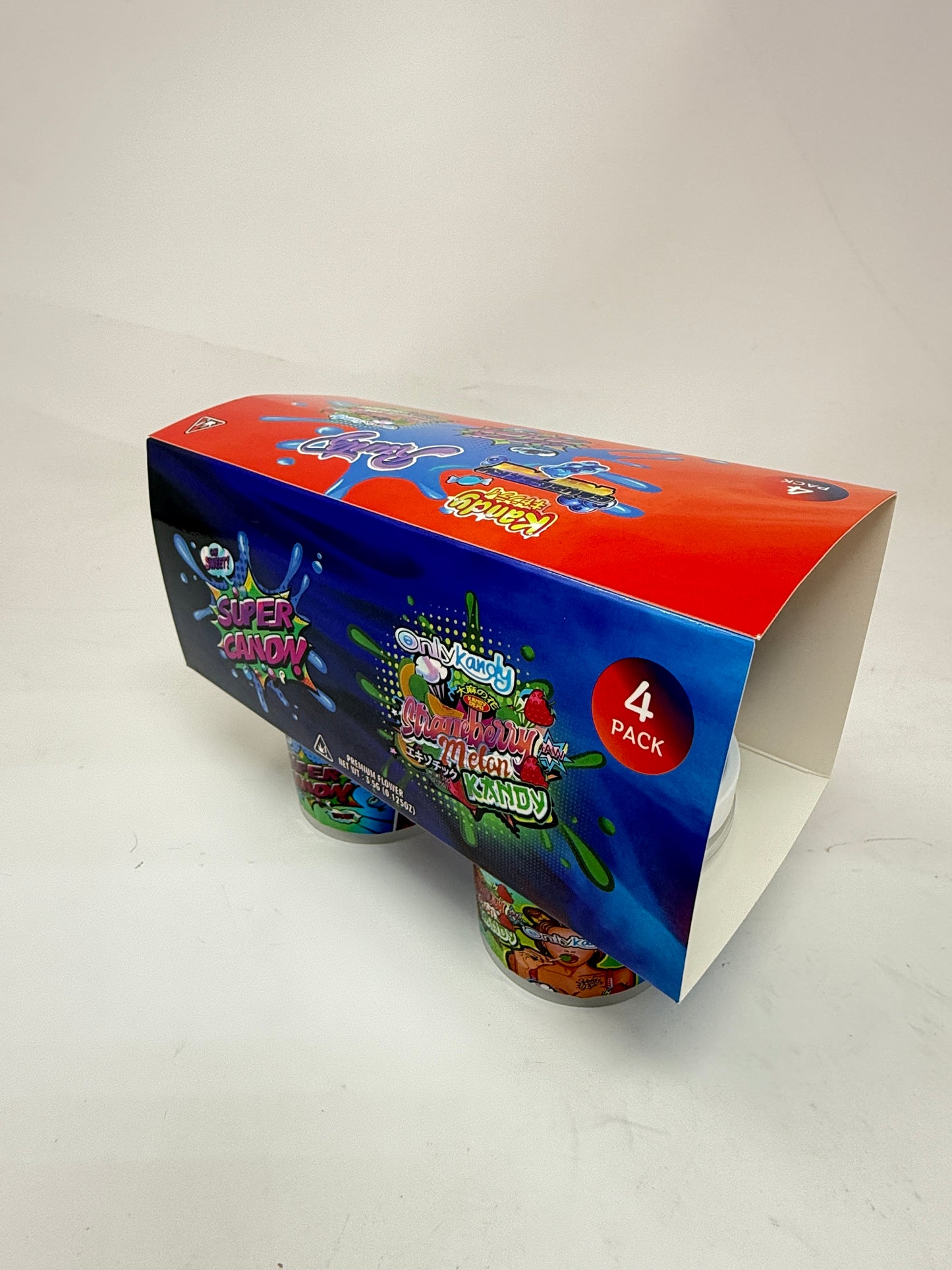 12 Pack - Ice Cream Pint Style Containers with Lids, Wrap Labels & Display Boxes (Style 006) Kandy Depo-Runtz-Super Candy-Strawberry Melon