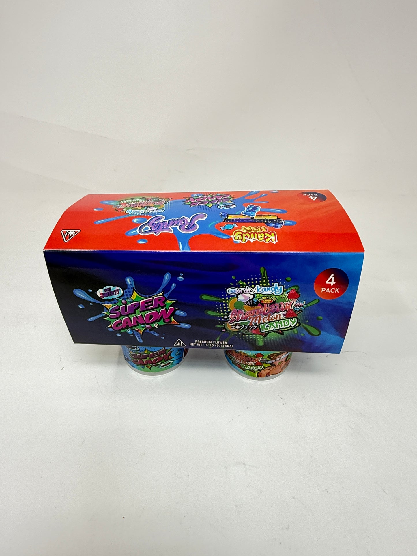 12 Pack - Ice Cream Pint Style Containers with Lids, Wrap Labels & Display Boxes (Style 006) Kandy Depo-Runtz-Super Candy-Strawberry Melon