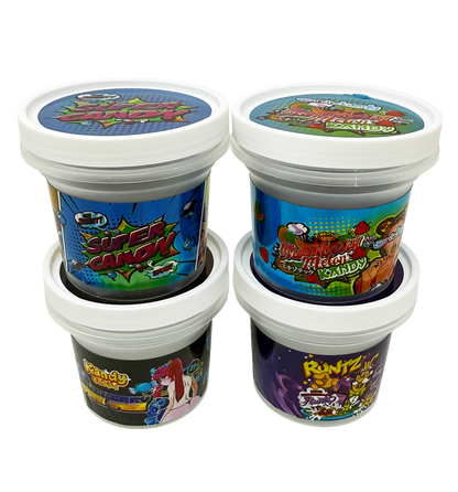 12 Pack - Ice Cream Pint Style Containers with Lids, Wrap Labels & Display Boxes (Style 006) Kandy Depo-Runtz-Super Candy-Strawberry Melon