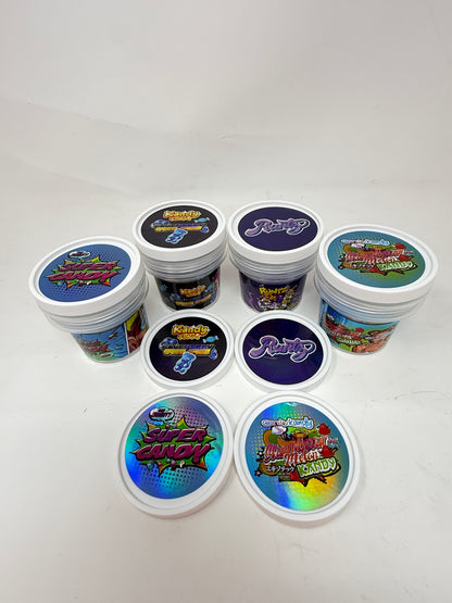 12 Pack - Ice Cream Pint Style Containers with Lids, Wrap Labels & Display Boxes (Style 006) Kandy Depo-Runtz-Super Candy-Strawberry Melon