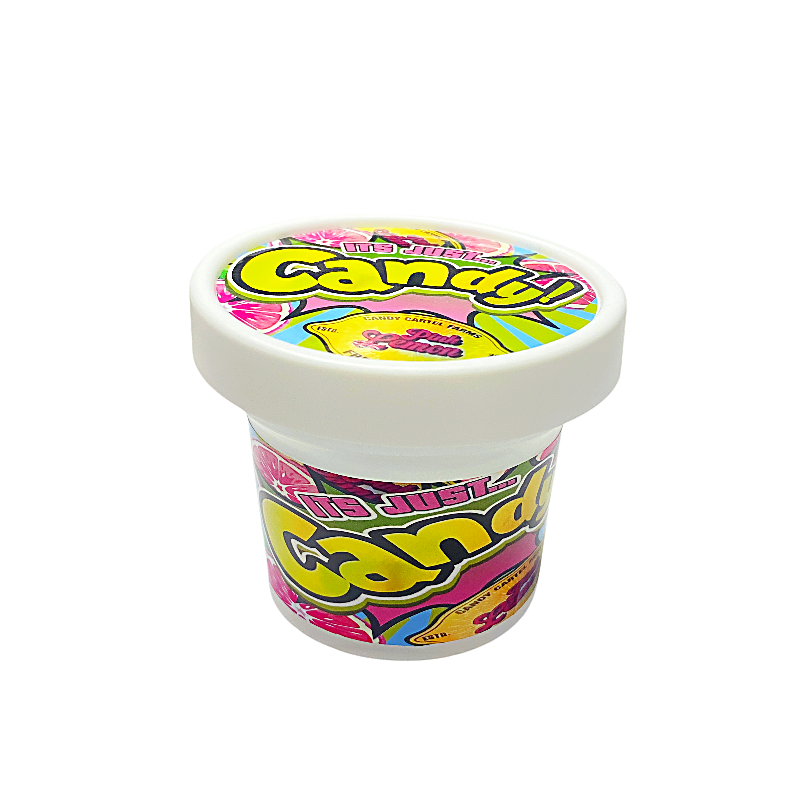 12 Pack -  Ice Cream Pint Style Plastic Storage Containers with Lids - It's Just Candy Pink Lemon