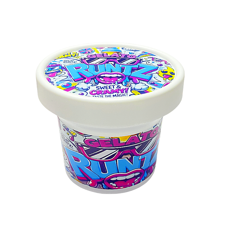 12 Pack -  Ice Cream Pint Style Plastic Storage Containers with Lids - Gelato Runtz