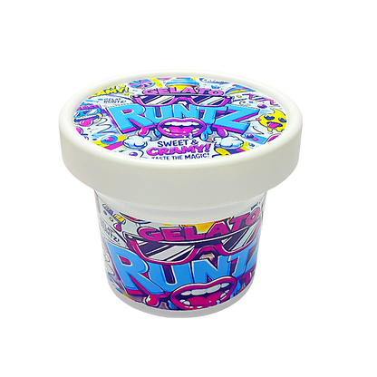 12 Pack -  Ice Cream Pint Style Plastic Storage Containers with Lids - Gelato Runtz