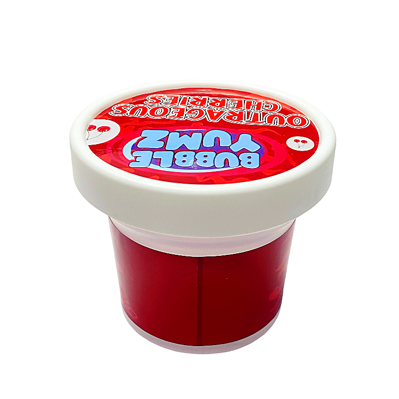 12 Pack -  Ice Cream Pint Style Plastic Storage Containers with Lids - Bubble Yumz Outrageous Cherries