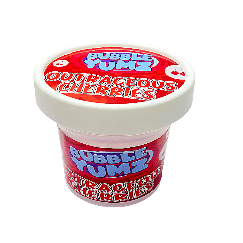 12 Pack -  Ice Cream Pint Style Plastic Storage Containers with Lids - Bubble Yumz Outrageous Cherries