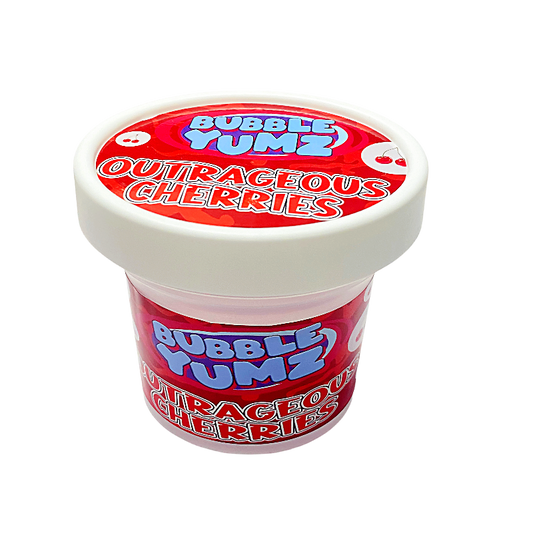 12 Pack -  Ice Cream Pint Style Plastic Storage Containers with Lids - Bubble Yumz Outrageous Cherries