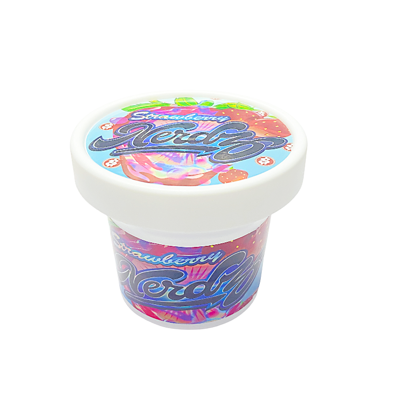 12 Pack -  Ice Cream Pint Style Plastic Storage Containers with Lids - Strawberry Nerdz