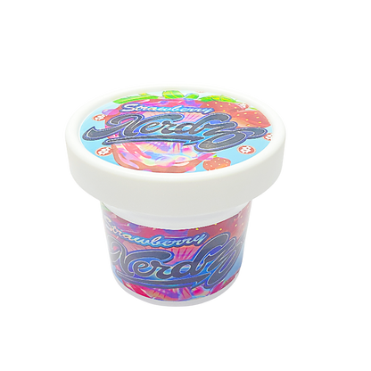 12 Pack -  Ice Cream Pint Style Plastic Storage Containers with Lids - Strawberry Nerdz