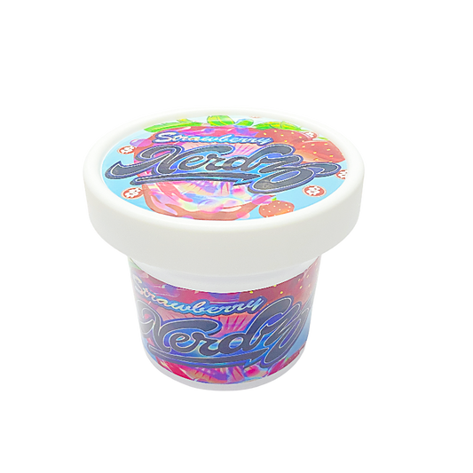 12 Pack -  Ice Cream Pint Style Plastic Storage Containers with Lids - Strawberry Nerdz