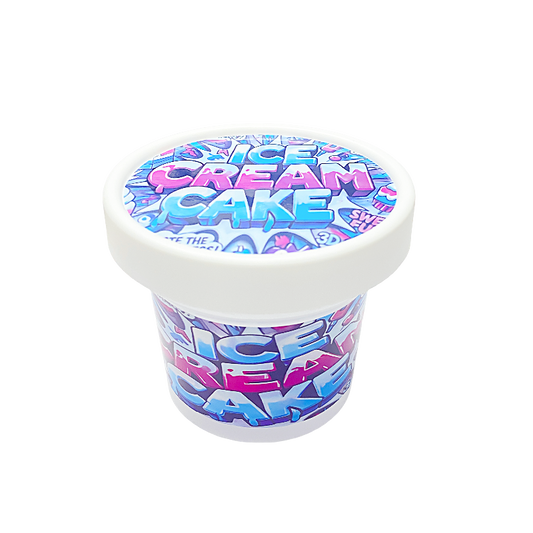 12 Pack -  Ice Cream Pint Style Plastic Storage Containers with Lids - Ice Cream Cake