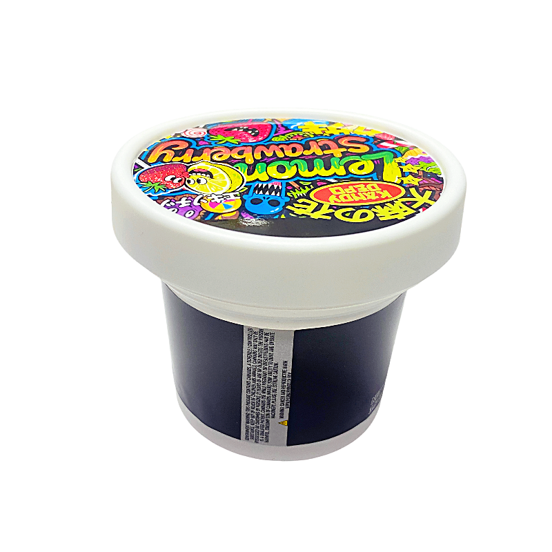 12 Pack -  Ice Cream Pint Style Plastic Storage Containers with Lids - Strawberry Lemonade Kandy Depo
