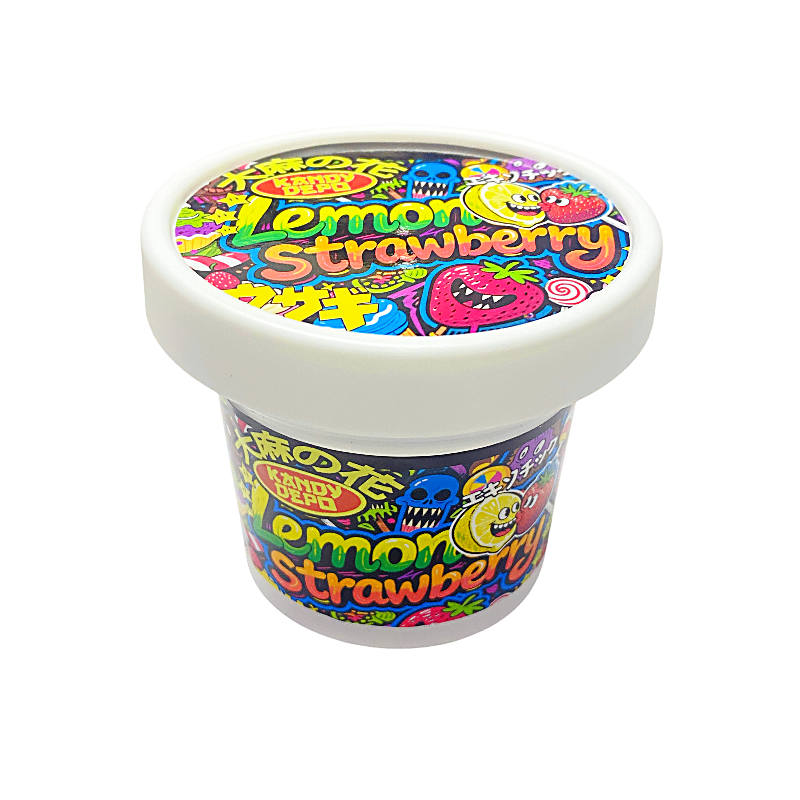 12 Pack -  Ice Cream Pint Style Plastic Storage Containers with Lids - Strawberry Lemonade Kandy Depo