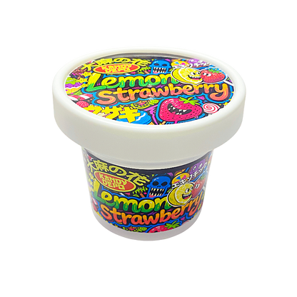 12 Pack -  Ice Cream Pint Style Plastic Storage Containers with Lids - Strawberry Lemonade Kandy Depo