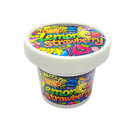 12 Pack - Ice Cream Pint Style Plastic Storage Containers with Lids - Strawberry Lemonade Kandy Depo