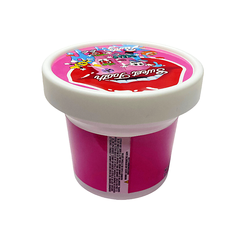 12 Pack -  Ice Cream Pint Style Plastic Storage Containers with Lids - Sweet Tooth