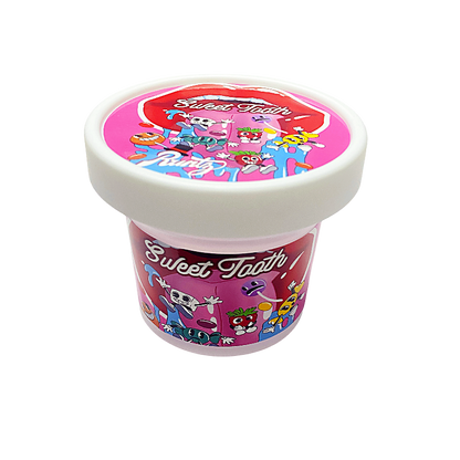 12 Pack -  Ice Cream Pint Style Plastic Storage Containers with Lids - Sweet Tooth