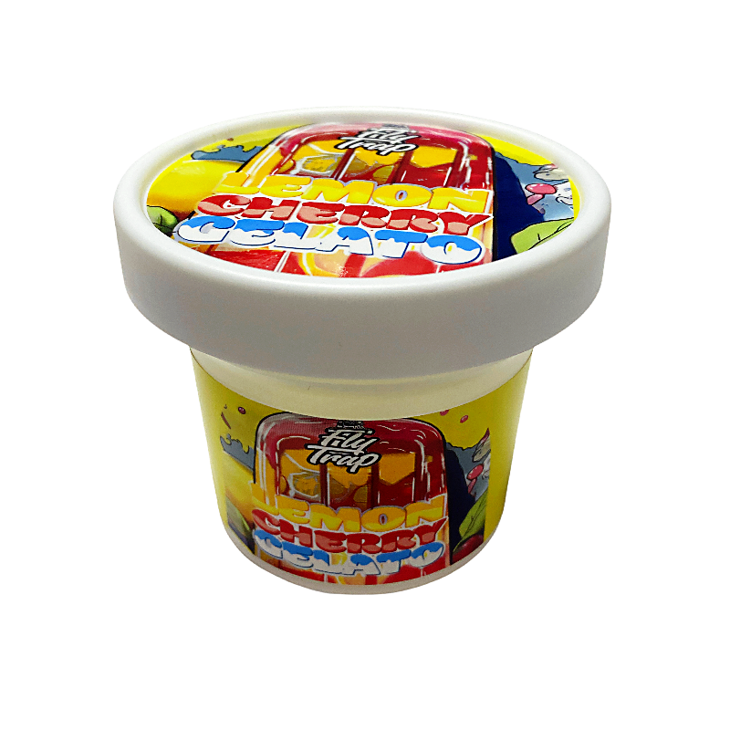 12 Pack -  Ice Cream Pint Style Plastic Storage Containers with Lids - Lemon Cherry Gelato