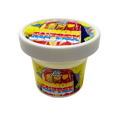 12 Pack -  Ice Cream Pint Style Plastic Storage Containers with Lids - Lemon Cherry Gelato