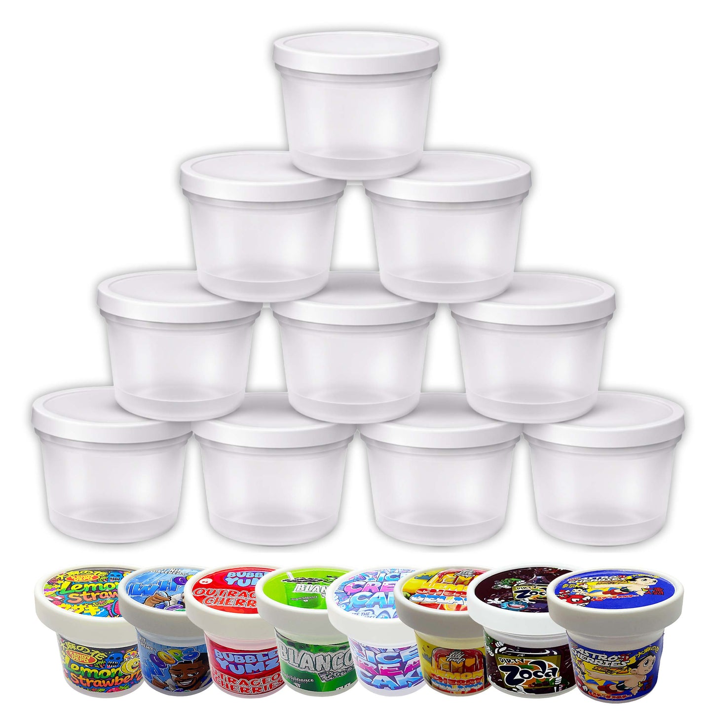 12 Pack 3.5g Ice Cream Pint Style Plastic Storage Containers Mystery Bundle - Assorted Designs