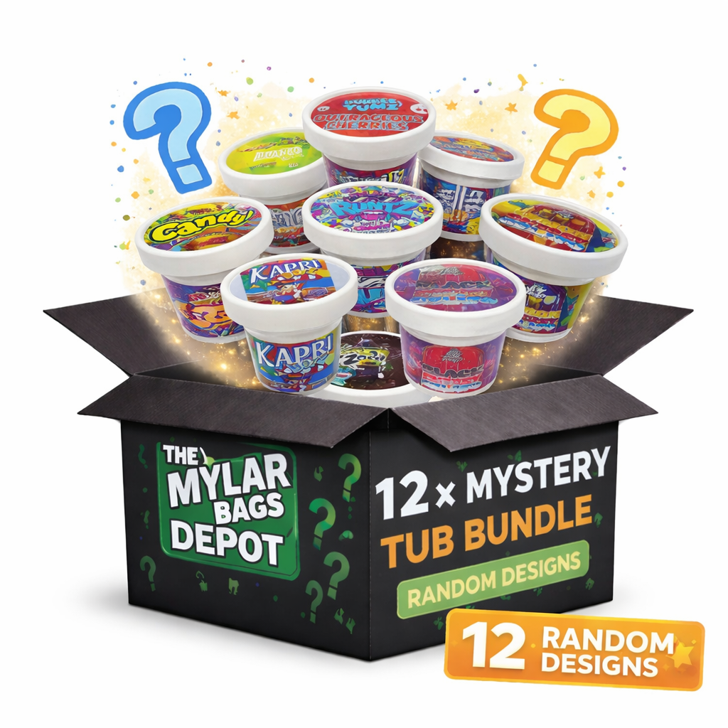 12 Pack 3.5g Ice Cream Pint Style Plastic Storage Containers Mystery Bundle - Assorted Designs