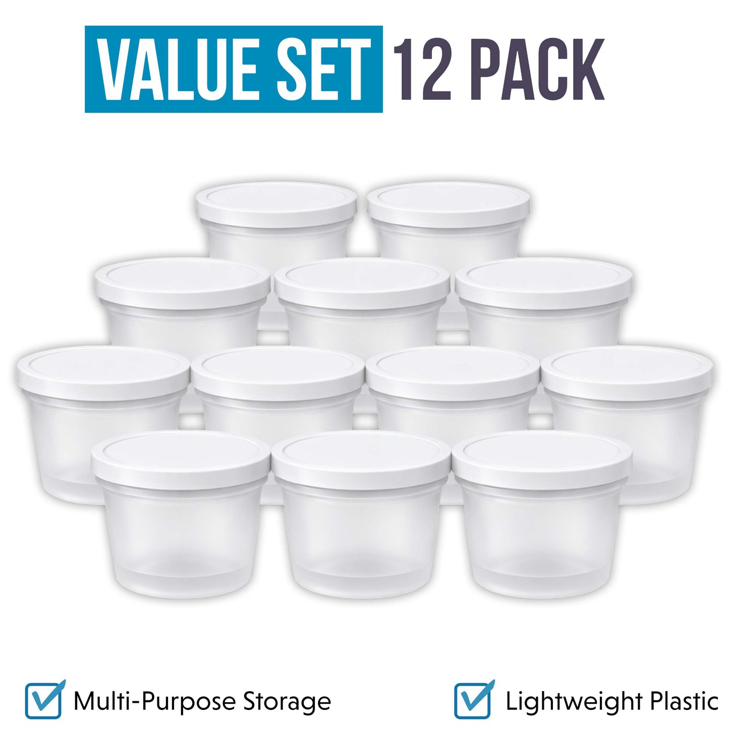 12 Pack 3.5g Ice Cream Pint Style Plastic Storage Containers Mystery Bundle - Assorted Designs