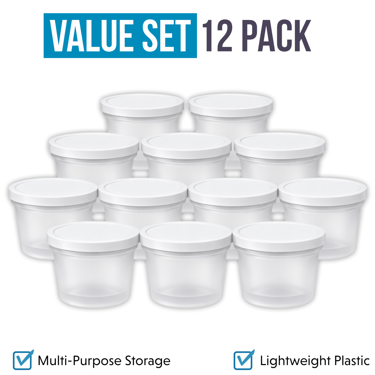 12 Pack -  Ice Cream Pint Style Plastic Storage Containers with Lids - Astro Cherries Kandy Depo