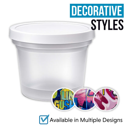 12 Pack 3.5g Ice Cream Pint Style Plastic Storage Containers Mystery Bundle - Assorted Designs