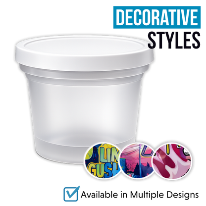 12 Pack -  Ice Cream Pint Style Plastic Storage Containers with Lids - Astro Cherries Kandy Depo
