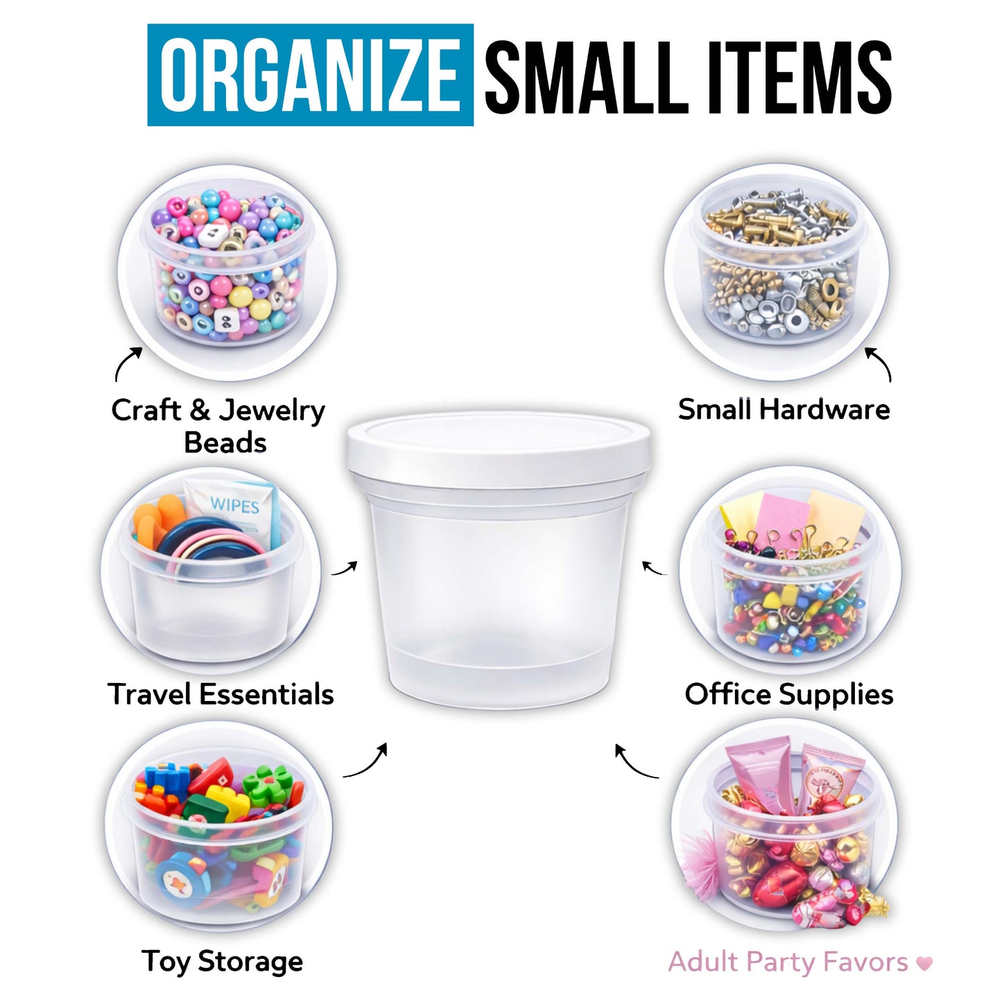 12 Pack 3.5g Ice Cream Pint Style Plastic Storage Containers Mystery Bundle - Assorted Designs